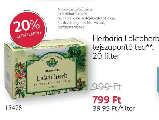 Herbária Laktoherb tejszaporító tea**, 20 filter