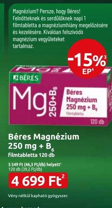 Béres Magnézium 250 mg + B6