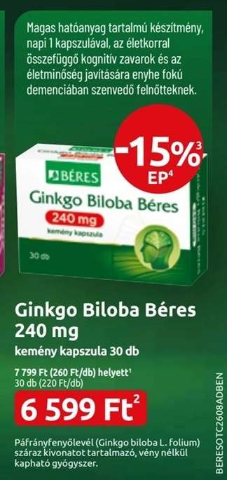Ginkgo Biloba Béres 240 mg
