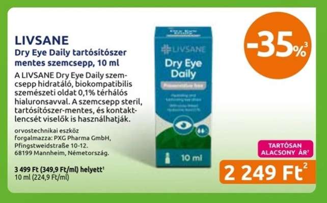 LIVSANE Dry Eye Daily tartósítószer mentes szemcsepp, 10 ml