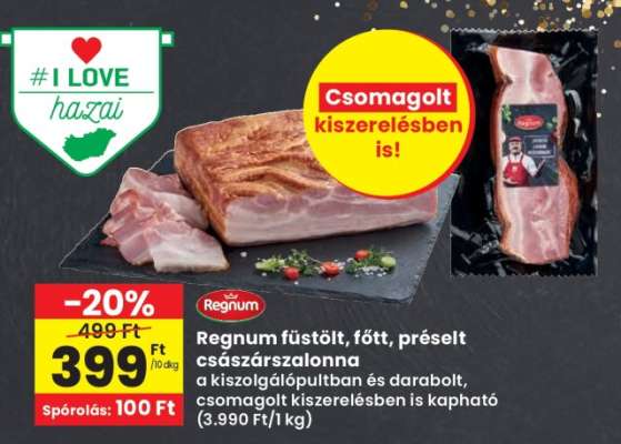 Regnum füstölt, főtt, préselt császárszalonna