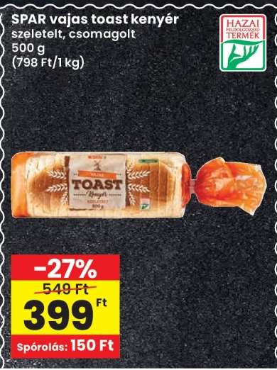 SPAR vajas toast kenyér
