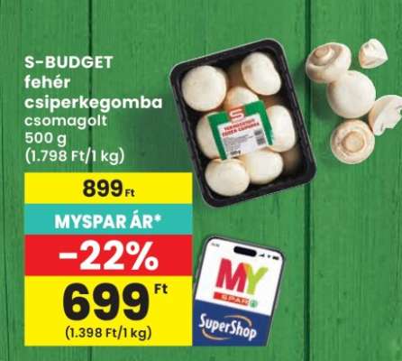 S-BUDGET fehér csiperkegomba csomagolt