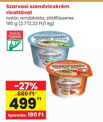 SZARVASI Szendvicskrém ricottával