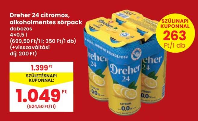 Dreher 24 citromos, alkoholmentes sörpack