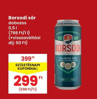Borsodi sör dobozos