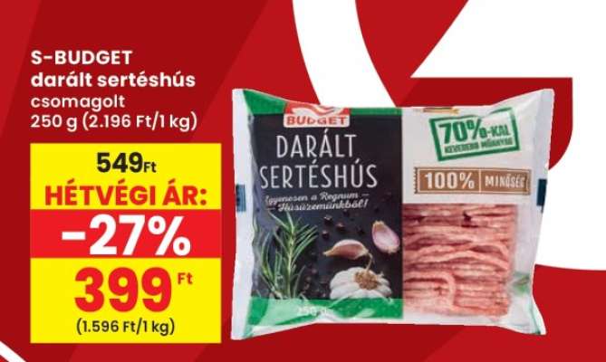 S-BUDGET darált sertéshús csomagolt