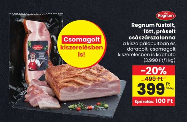 Regnum füstölt, főtt, préselt császárszalonna