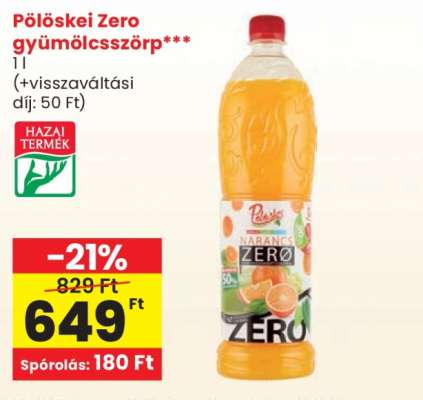 Pölöskei Zero gyümölcsszörp