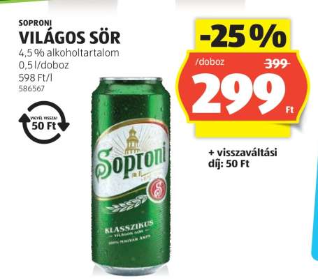 SOPRONI Világos sör
