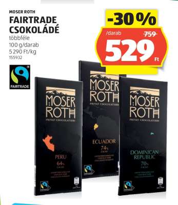 MOSER ROTH FAIRTRADE CSOKOLÁDÉ