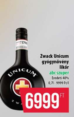 Zwack Unicum gyógynövény likőr