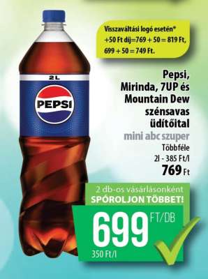 Pepsi, Mirinda, 7UP és Mountain Dew szénsavas üdítőital
