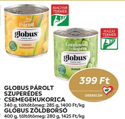 Globus párolt szuperédes csemegekukorica