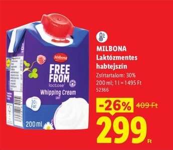 MILBONA Laktózmentes habtejszín