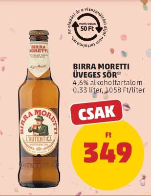 BIRRA MORETTI ÜVEGES SÖR