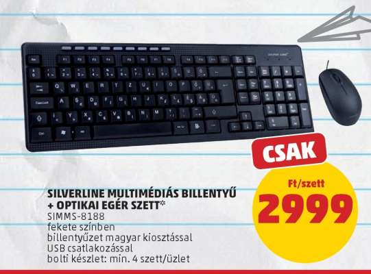 SILVERLINE MULTIMÉDIÁS BILLENTYŰ + OPTIKAI EGÉR SZETT