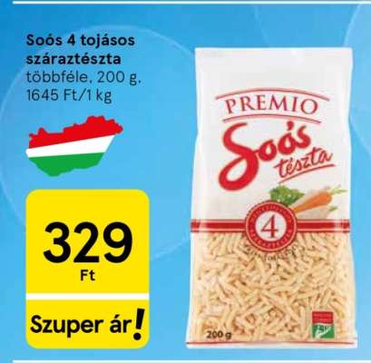 Soós 4 tojásos száraztészta