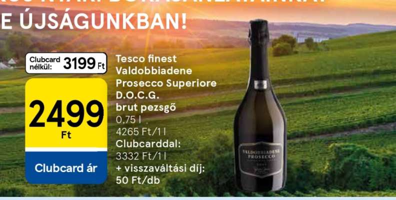 Tesco finest Valdobbiadene Prosecco Superiore D.O.C.G. brut pezsgő