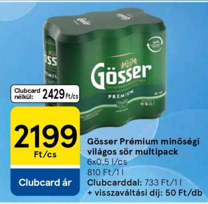 Gösser Prémium minőségi világos sör multipack