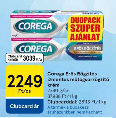 Corega Erős Rögzítés ízmentes műfogsorrögzítő krém