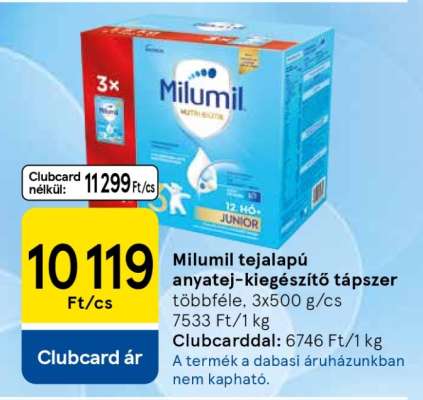 Milumil tejalapú anyatej-kiegészítő tápszer