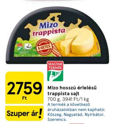 Mizo hosszú érlelésű Trappista sajt