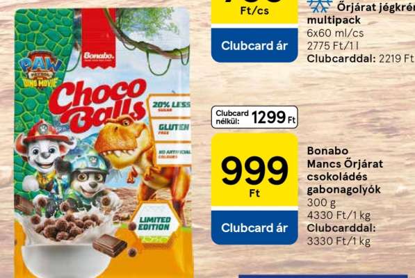 Bonabo Mancs Őrjárat csokoládés gabonagolyók