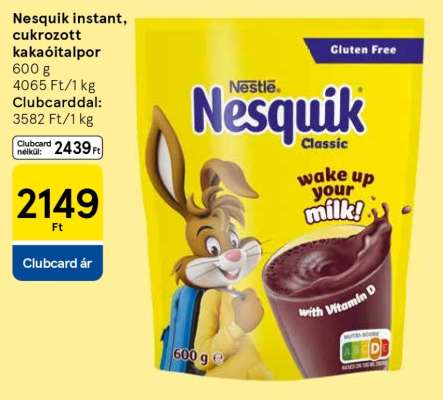 Nesquik instant, cukrozott kakaóitalpor