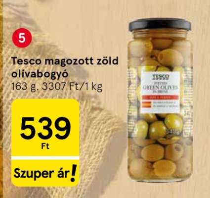 Tesco magozott zöld olívabogyó