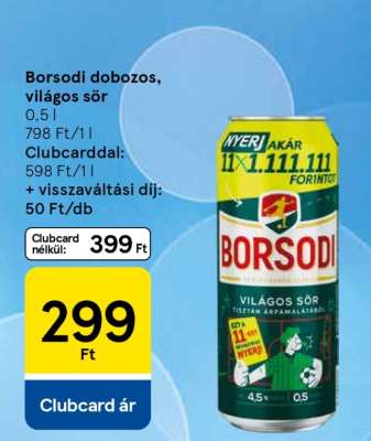 Borsodi dobozos világos sör