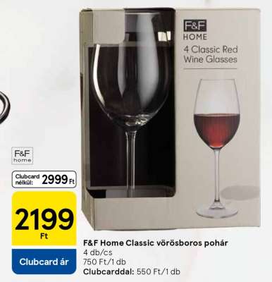 F&F Home Classic vörösboros pohár