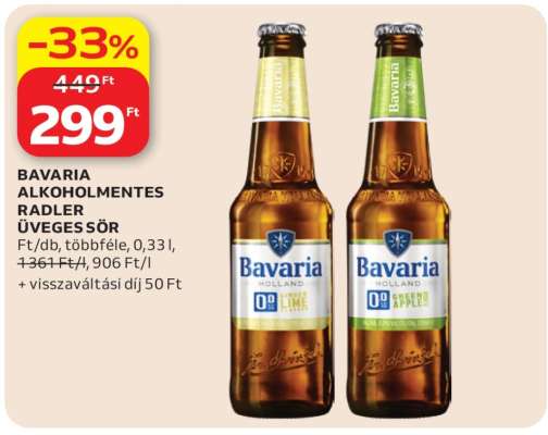BAVARIA ALKOHOLMENTES RADLER ÜVEGES SÖR