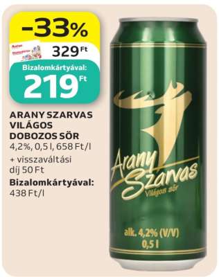 ARANY SZARVAS VILÁGOS DOBOZOS SÖR