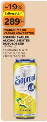 Soproni Radler Alkoholmentes Dobozos Sör