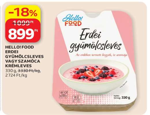 HELLO! FOOD ERDEI GYÜMÖLCSLEVES VAGY SZAMÓCA KRÉMLEVES