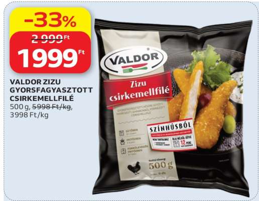 VALDOR ZIZU GYORSFAGYASZTOTT CSIRKEMELLFILÉ