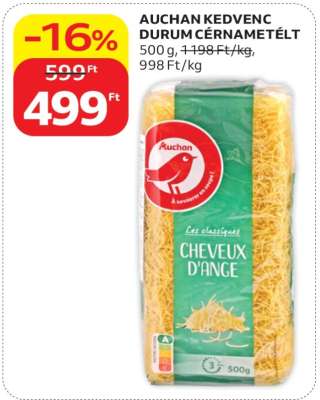 AUCHAN KEDVENC DURUM CÉRNAMETÉLT