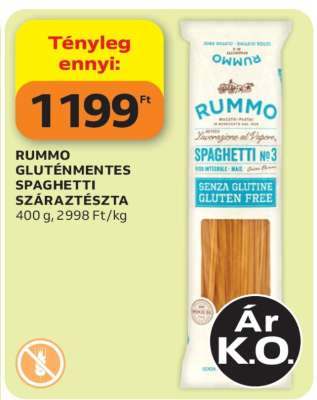 RUMMO GLUTÉNMENTES SPAGHETTI SZÁRAZTÉSZTA