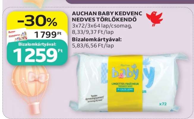 Auchan Baby Kedvenc Nedves Törlőkendő