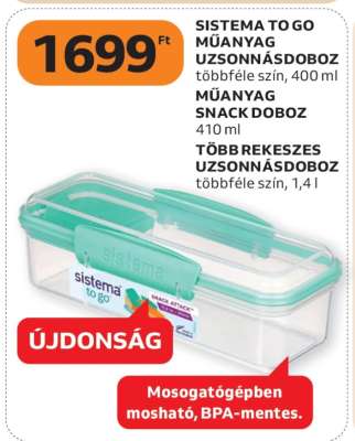 SISTEMA TO GO MŰANYAG UZSONNÁSDOBOZ