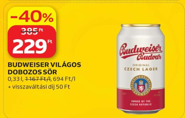 BUDWEISER VILÁGOS DOBOZOS SÖR