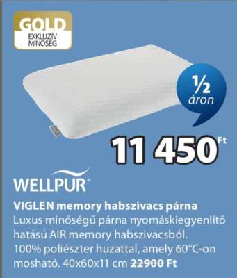 WELLPUR VIGLEN memory habszivacs párna