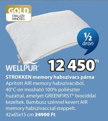WELLPUR STROKKEN memory habszivacs párna