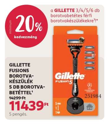 GILLETTE FUSION5 BOROTVA-KÉSZÜLÉK 5 DB BOROTVA-BETÉTTEL
