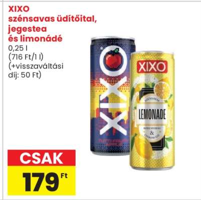 XIXO szénsavas üdítőital, jegestea és limonádé
