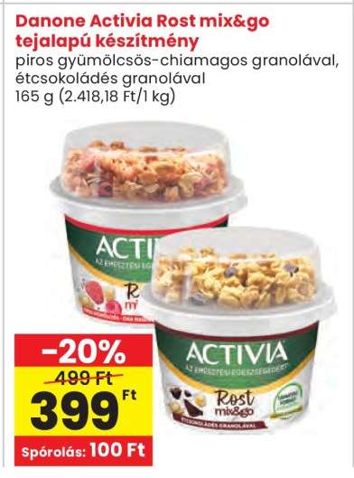 Danone Activia Rost mix&go tejalapú készítmény