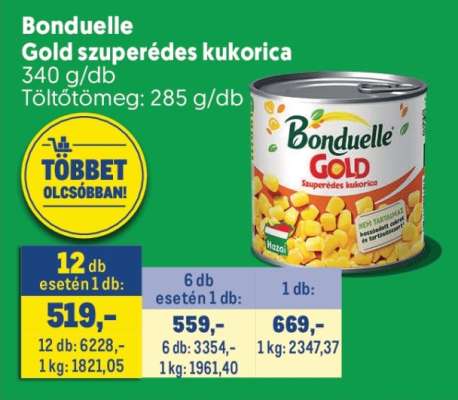 BONDUELLE GOLD SZUPERÉDES KUKORICA