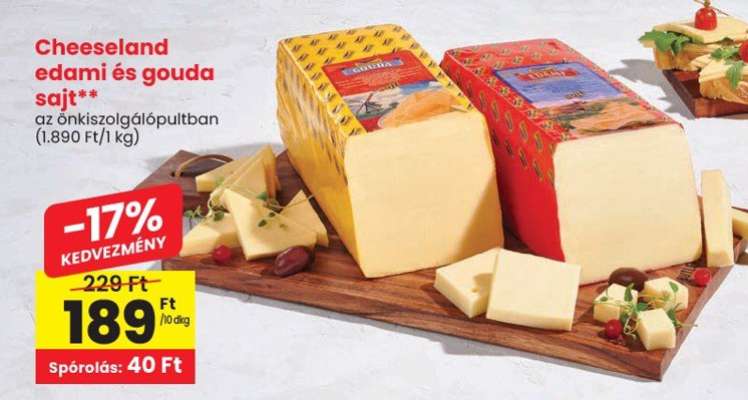 Cheeseland edami és gouda sajt