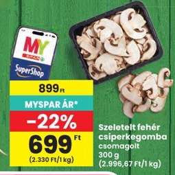 Szeletelt fehér csiperkegomba csomagolt